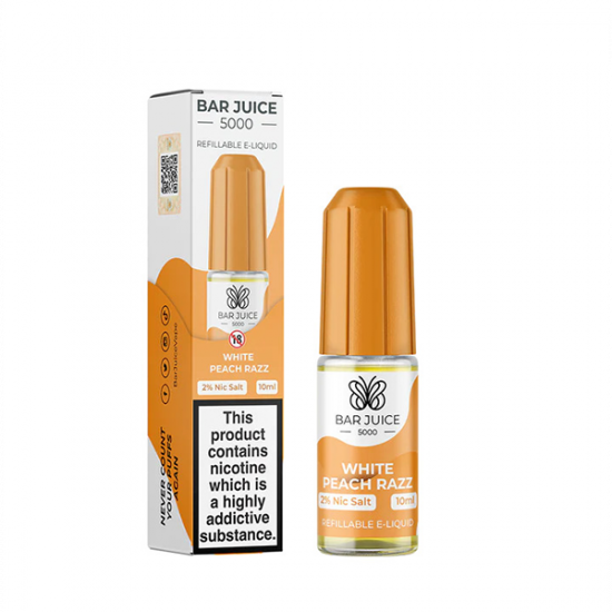 10mg Bar Juice 5000 Nic Salts 10ml (40VG/60PG) - Flavour: White Peach Razz