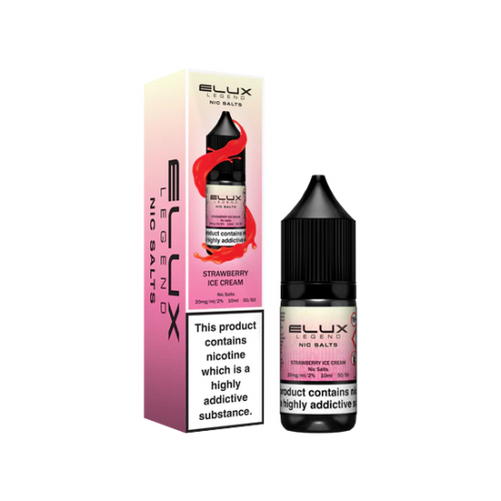 10mg Elux Legend 10ml Nic Salts (50VG/50PG) - Flavour: Strawberry Ice Cream