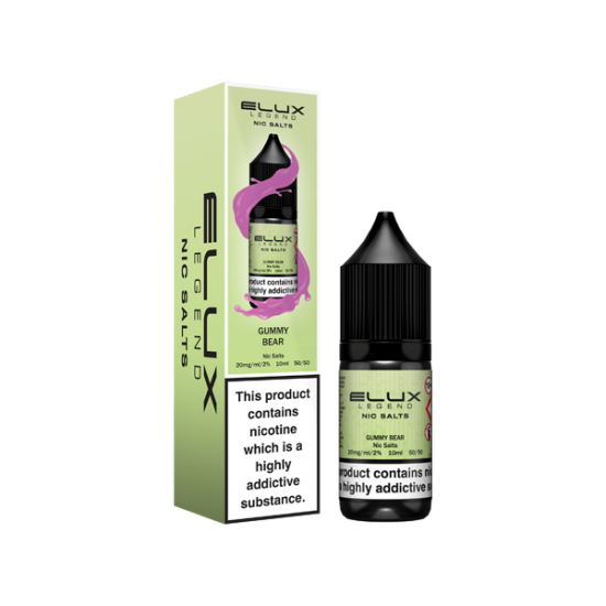 10mg Elux Legend 10ml Nic Salts (50VG/50PG) - Flavour: Gummy Bear