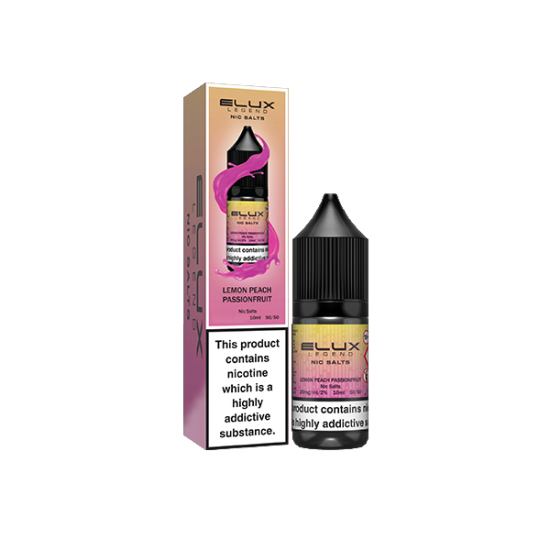 10mg Elux Legend 10ml Nic Salts (50VG/50PG) - Flavour: Lemon Peach Passionfruit