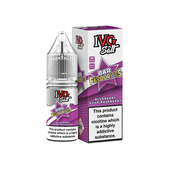 10mg I VG Bar Favourites 10ml Nic Salts (50VG/50PG) - Flavour: Blueberry Sour Raspberry