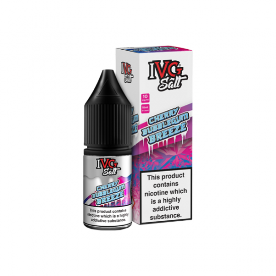 10mg I VG Salts 10ml Nic Salts (50VG/50PG) - Flavour: Cherry Bubblegum Breeze