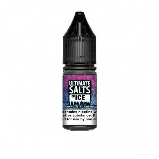 10mg Ultimate Puff Salts On Ice 10ml Flavoured Nic Salts (50VG/50PG) - Flavour: Grape & Strawberry