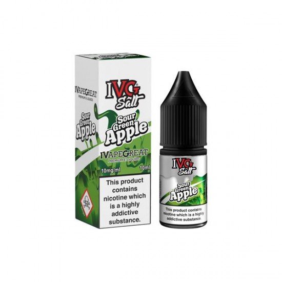 10mg I VG Salt 10ml Nic Salts (50VG/50PG) - Flavour: Sour Green Apple