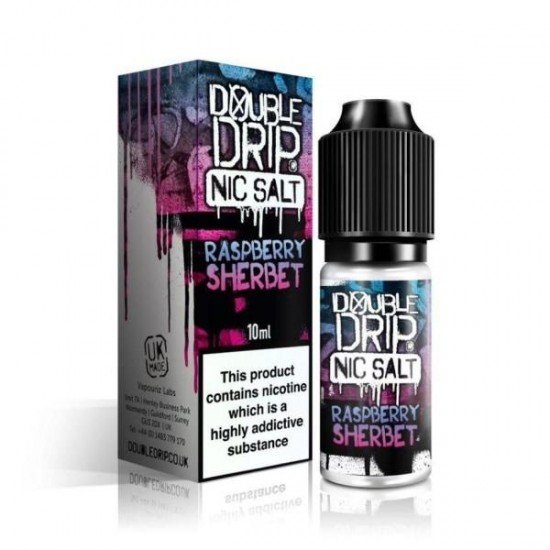 20MG Double Drip  10ML Flavoured Nic Salts E Liquid - Flavour: Raspberry Sherbet