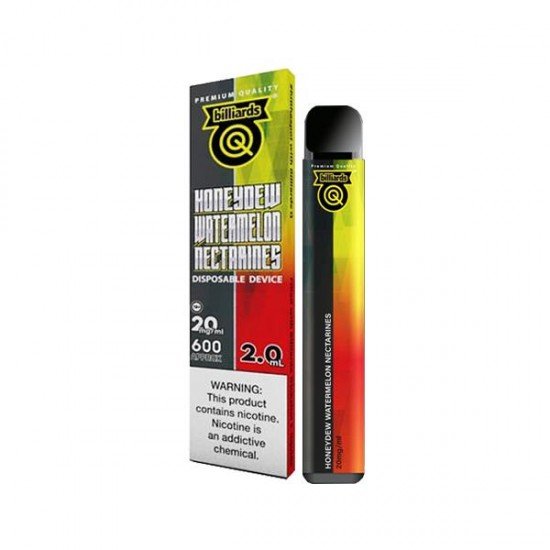 20mg Billiards Q Tricks Shot Disposable Vape Device 600 Puffs - Flavour: Honeydew Watermelon Nectarines