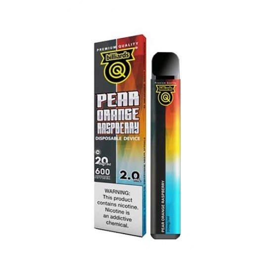 20mg Billiards Q Tricks Shot Disposable Vape Device 600 Puffs - Flavour: Pear Orange Raspberry