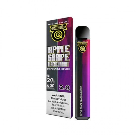 20mg Billiards Q Tricks Shot Disposable Vape Device 600 Puffs - Flavour: Apple Grape Blackcurrant