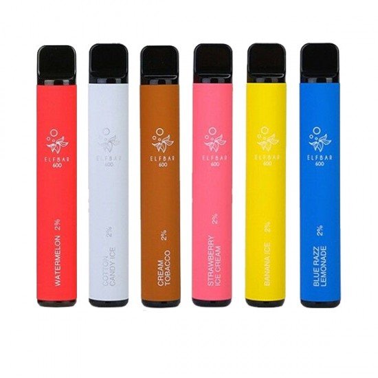 20mg ELF Bar Disposable Vape Pod 600 Puffs - Flavour: Watermelon Bubblegum