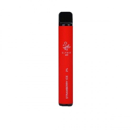 20mg ELF Bar Disposable Vape Pod 600 Puffs - Flavour: Strawberry Ice