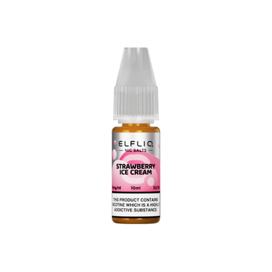 20mg ELFLIQ By Elf Bar 10ml Nic Salt (50VG/50PG) - Flavour: Strawberry Ice Cream