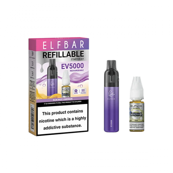 Elf Bar EV5000 Disposable Pod Kit + 20mg ElfLiq Salt - Flavour: Blue Razz Lemonade