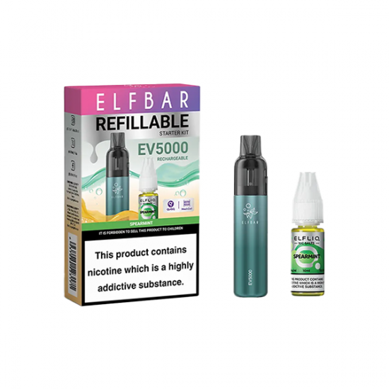 Elf Bar EV5000 Disposable Pod Kit + 20mg ElfLiq Salt - Flavour: Spearmint