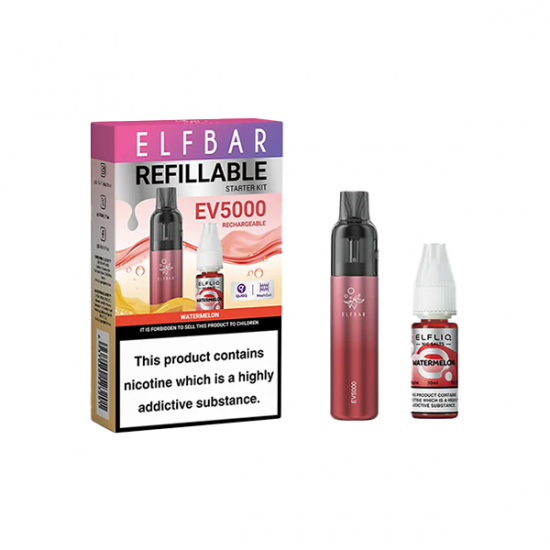 Elf Bar EV5000 Disposable Pod Kit + 20mg ElfLiq Salt - Flavour: Watermelon