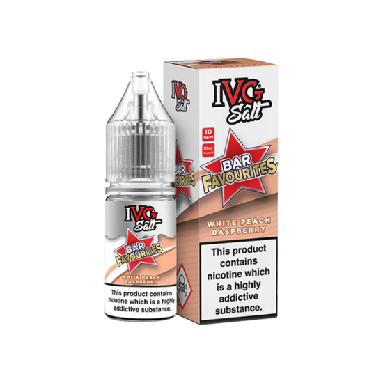 20mg I VG Bar Favourites 10ml Nic Salts (50VG/50PG) - Flavour: White Peach Raspberry