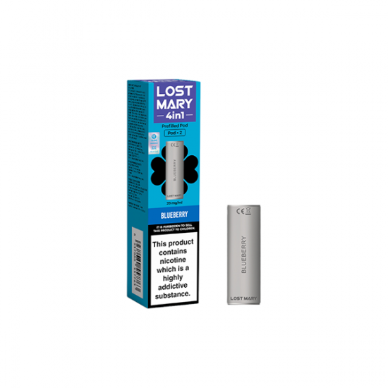 20mg Lost Mary 4in1 Prefilled Pods 1200 Puffs - Flavour: Blueberry