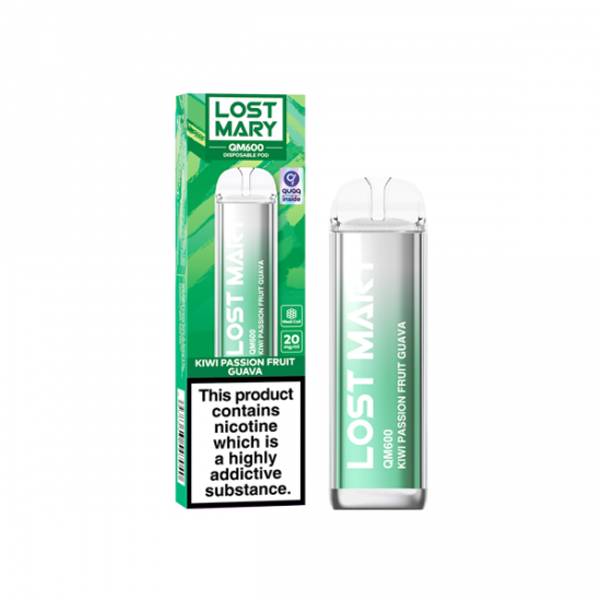 20mg ELF Bar Lost Mary QM600 Disposable Vape Device 600 Puffs - Flavour: Kiwi Passion Fruit Guava