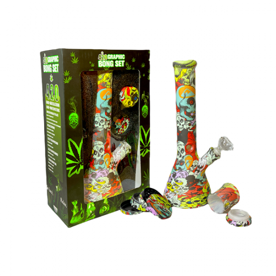 420 Graphic Glass Bong Set 14