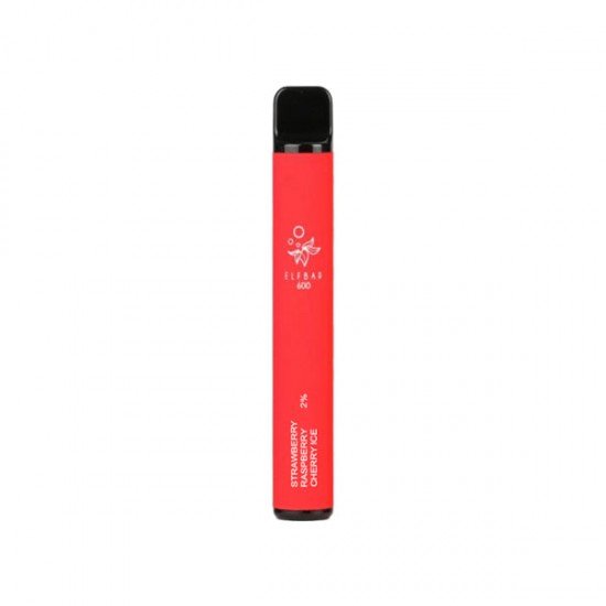 20mg ELF Bar Disposable Vape Pod 600 Puffs - Flavour: Strawberry Raspberry Cherry Ice