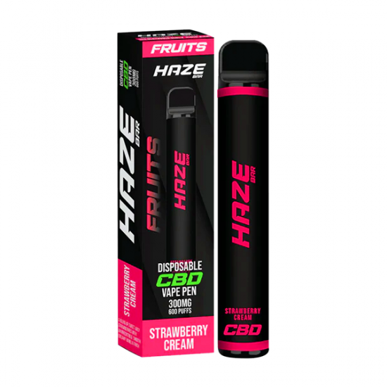 Haze Bar Fruits 300mg CBD Disposable Vape Device 600 Puffs - Flavour: Strawberry Cream