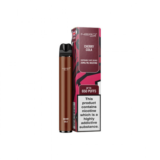 20mg Nerd Bar Disposable Vape Device 650 Puffs - Flavour: Cherry Cola