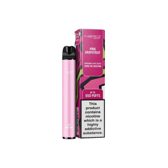 20mg Nerd Bar Disposable Vape Device 650 Puffs - Flavour: Pink Grapefruit