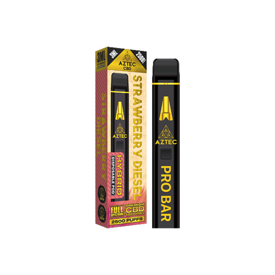 Aztec CBD 1800mg Pro Bar CBD Disposable Vape Device 2500 Puffs - Flavour: Strawberry Diesel