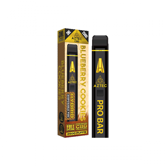 Aztec CBD 1800mg Pro Bar CBD Disposable Vape Device 2500 Puffs - Flavour: Blueberry Cookies