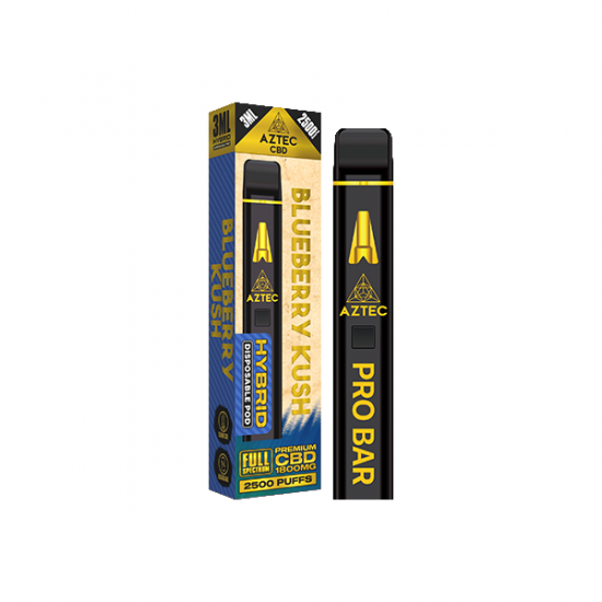 Aztec CBD 1800mg Pro Bar CBD Disposable Vape Device 2500 Puffs - Flavour: Blueberry Kush