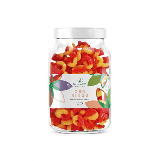 Supreme CBD 3200mg Broad Spectrum CBD Large Gummies - Gummy: Peach Rings