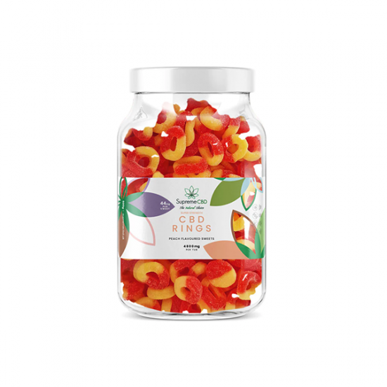 Supreme CBD 4800mg Broad Spectrum CBD Super Strength Gummies - Gummy: Peach Rings