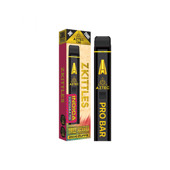 Aztec CBD 1800mg Pro Bar CBD Disposable Vape Device 2500 Puffs - Flavour: Zkittles