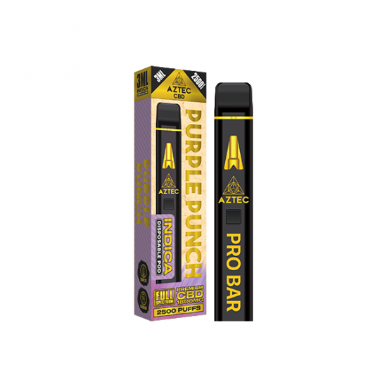 Aztec CBD 1800mg Pro Bar CBD Disposable Vape Device 2500 Puffs - Flavour: Purple Punch