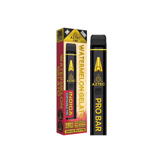 Aztec CBD 1800mg Pro Bar CBD Disposable Vape Device 2500 Puffs - Flavour: Watermelon Gelato