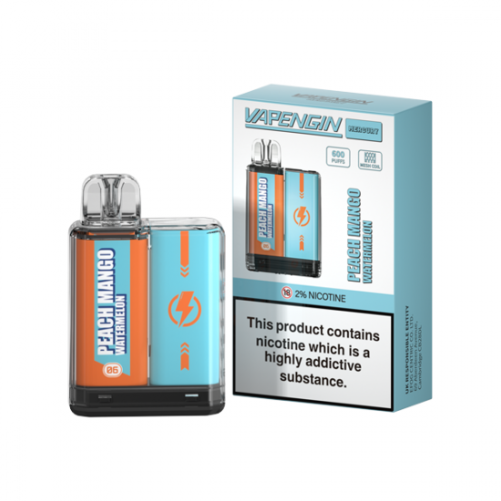 20mg Vapengin Mercury Disposable Vape Device 600 Puffs - Flavour: Peach Mango Watermelon