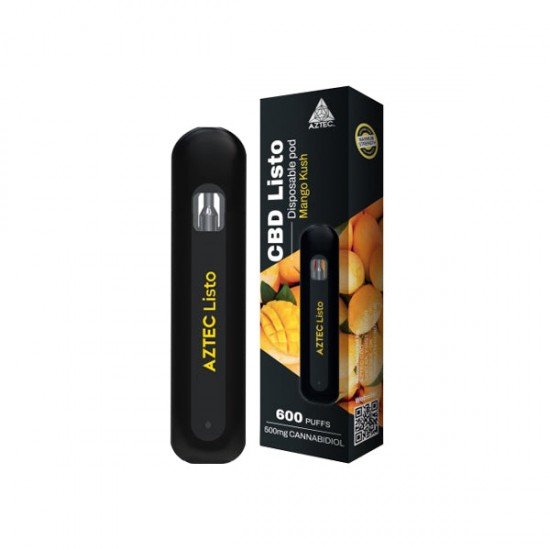 Aztec CBD Listo 500mg CBD Disposable Vape Pen - 1ml 600 Puffs - Flavour: Mango Kush