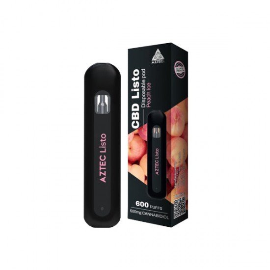 Aztec CBD Listo 500mg CBD Disposable Vape Pen - 1ml 600 Puffs - Flavour: Peach Ice