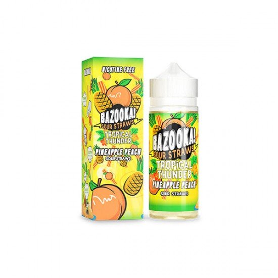 Bazooka Sour Straws 100ml Shortfill 0mg (70VG/30PG) - Flavour: Pineapple Peach