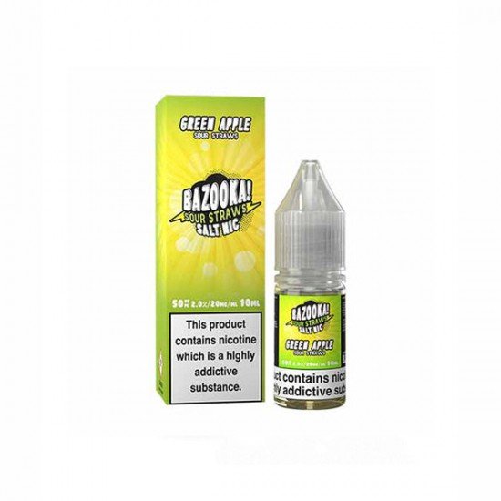 10mg Bazooka Sour Straws 10ml Nic Salts (50VG/50PG) - Flavour: Green Apple