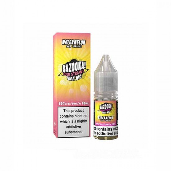 10mg Bazooka Sour Straws 10ml Nic Salts (50VG/50PG) - Flavour: Watermelon