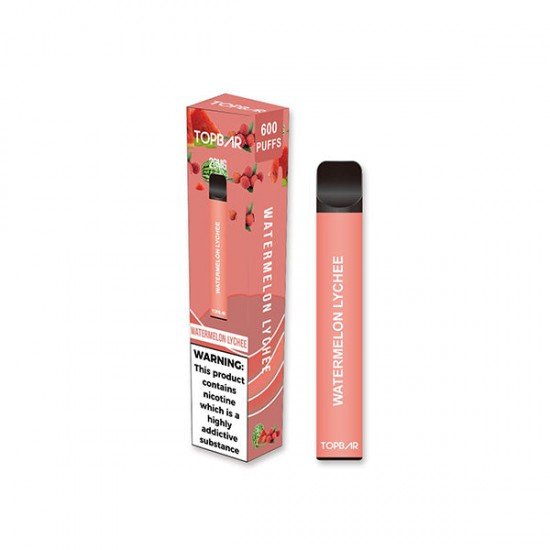 20mg Top Bar EE 600 Disposable Vape Device 600 Puffs - Flavour: Watermelon Lychee