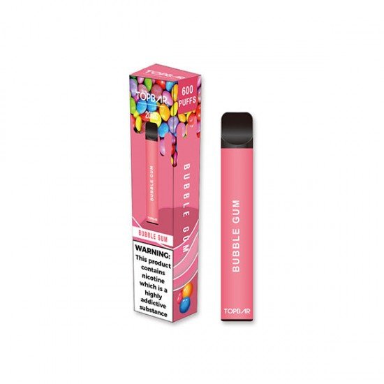 20mg Top Bar EE 600 Disposable Vape Device 600 Puffs - Flavour: Bubble Gum