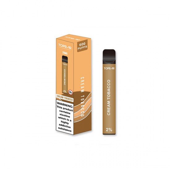 20mg Top Bar EE 600 Disposable Vape Device 600 Puffs - Flavour: Cream Tobacco