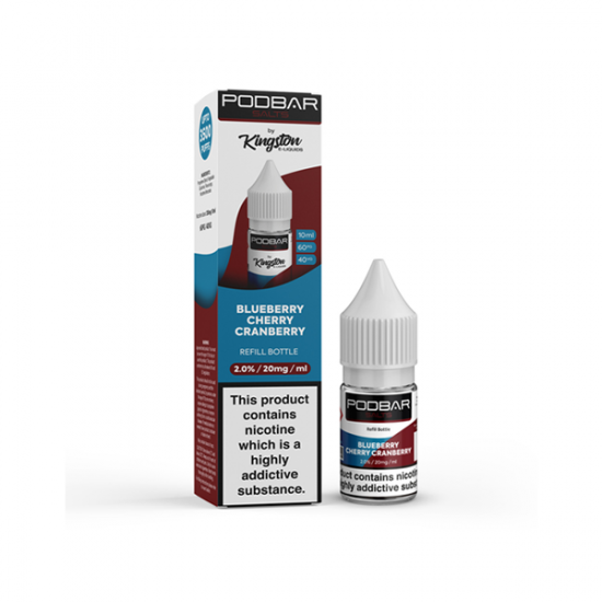 20mg Podbar Salts by Kingston 10ml Refill Nic Salts (60VG/40PG) - Flavour: Blueberry Cherry Cranberry