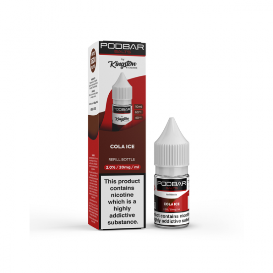 20mg Podbar Salts by Kingston 10ml Refill Nic Salts (60VG/40PG) - Flavour: Cola Ice