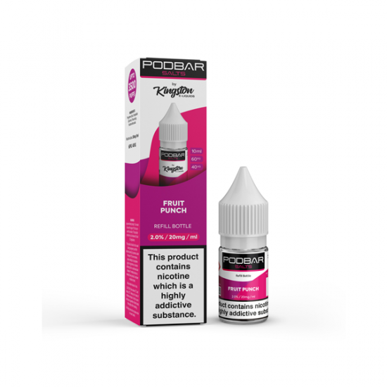 20mg Podbar Salts by Kingston 10ml Refill Nic Salts (60VG/40PG) - Flavour: Fruit Punch