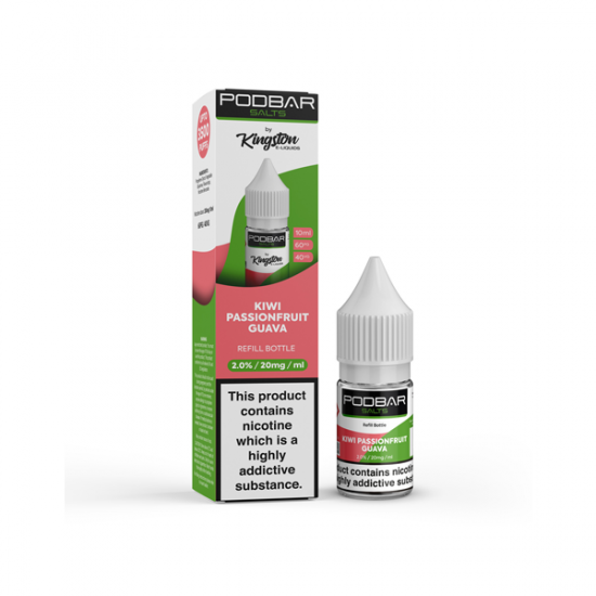 20mg Podbar Salts by Kingston 10ml Refill Nic Salts (60VG/40PG) - Flavour: Kiwi Passionfruit Guava