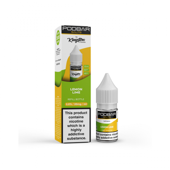 20mg Podbar Salts by Kingston 10ml Refill Nic Salts (60VG/40PG) - Flavour: Lemon Lime