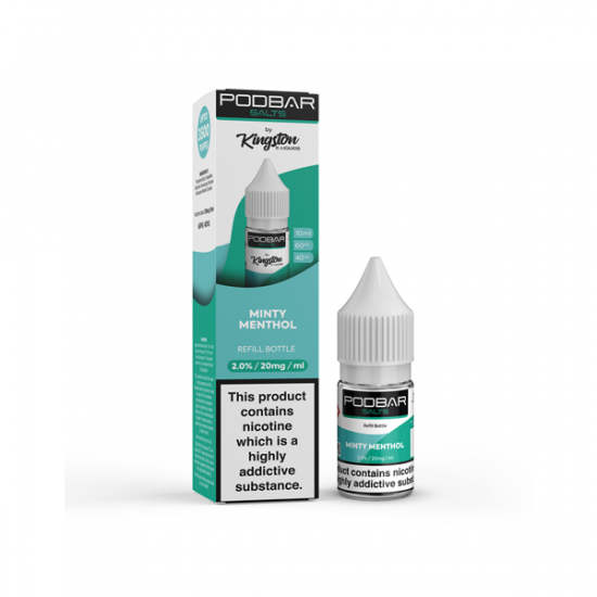 20mg Podbar Salts by Kingston 10ml Refill Nic Salts (60VG/40PG) - Flavour: Minty Menthol