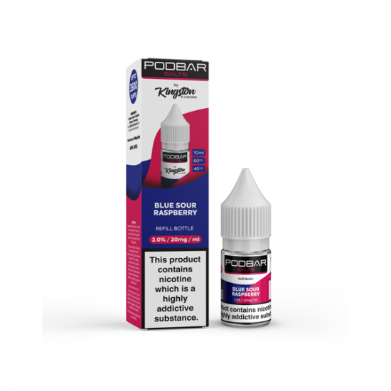 10mg Podbar Salts by Kingston 10ml Refill Nic Salts (60VG/40PG) - Flavour: Blue Sour Raspberry